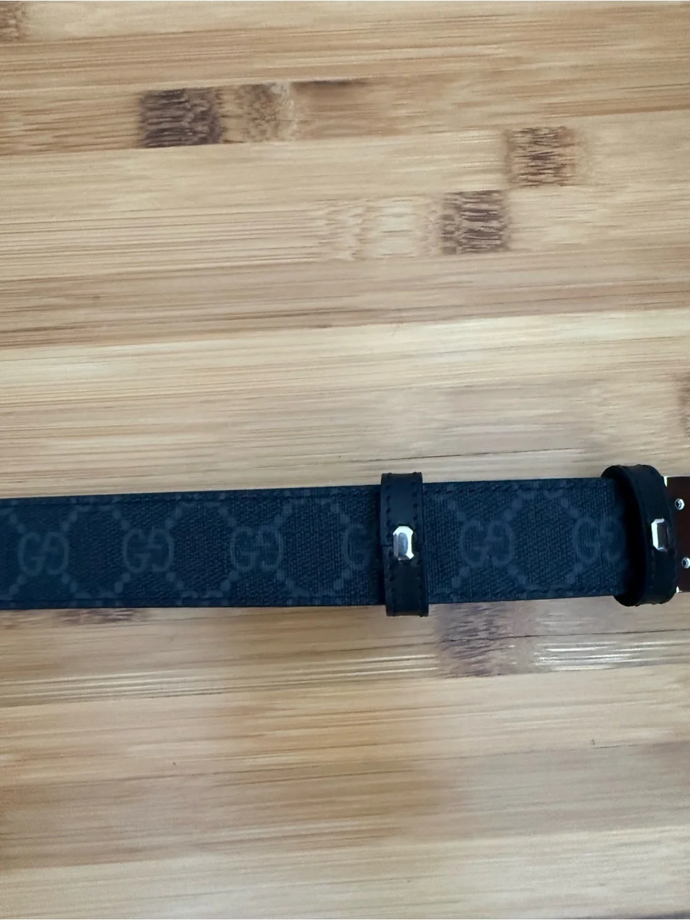 Gucci Black Reversible Leather Belt with Silver-Tone Buckle